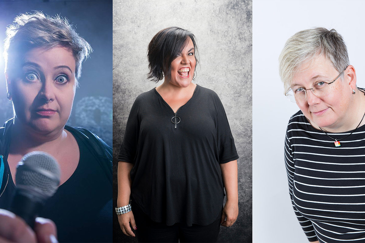 Stand up koomikot Raisa Omaheimo, Kaisa Pylkkänen ja Aurora Vasama